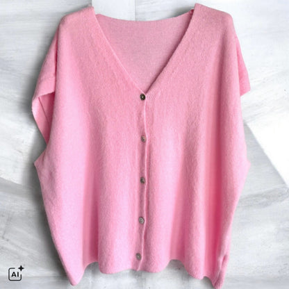 Weste "COZY" mit Alpaka, rosa