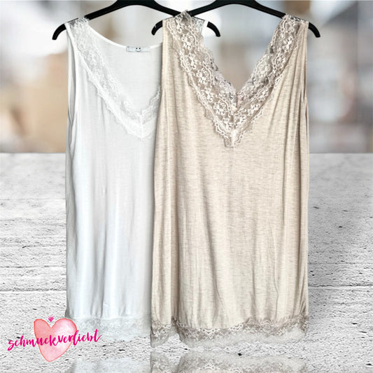 Viskose Top "LACE" mit Spitze
