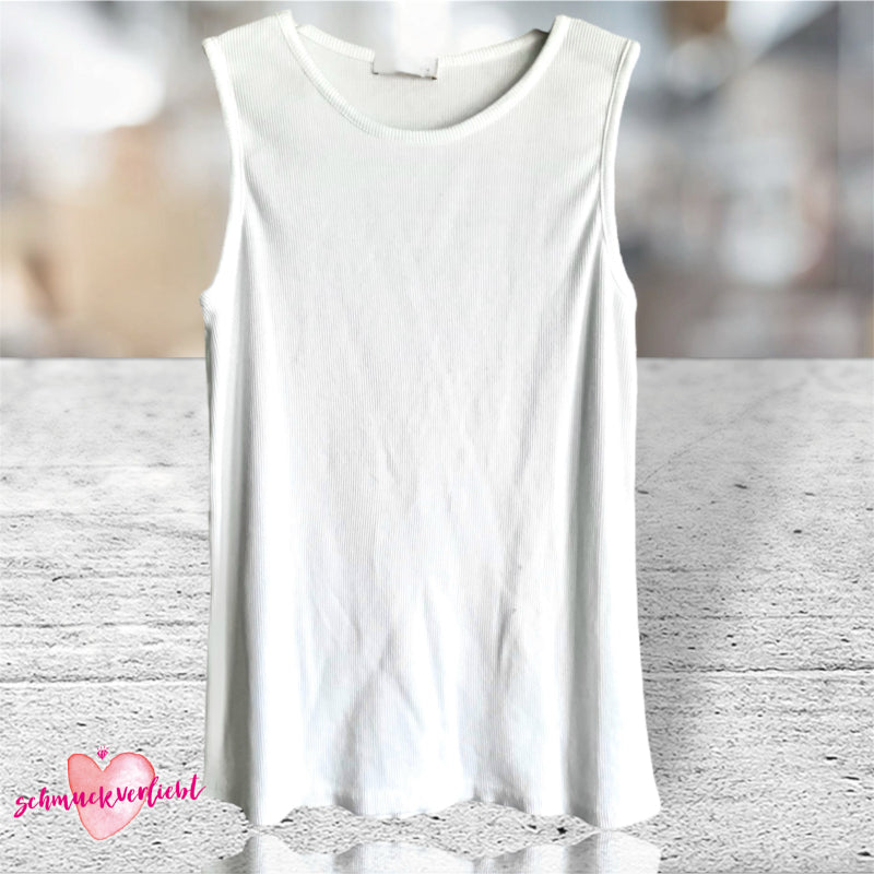 Geripptes Tanktop "SUNNY", weiß