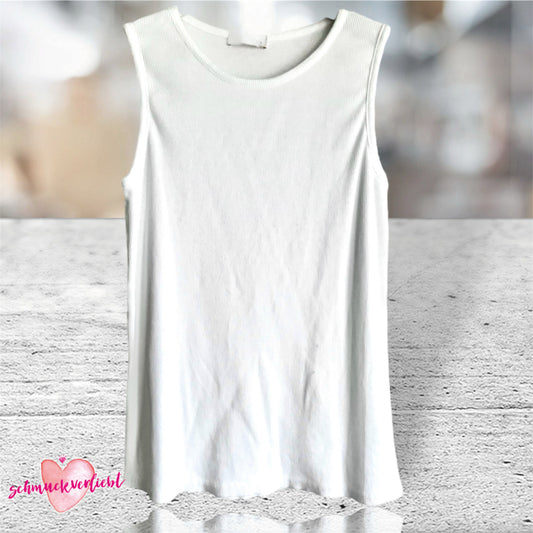 Geripptes Tanktop "SUNNY", weiß