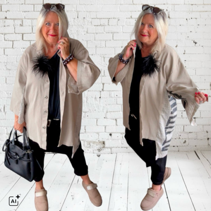Denim Jacke "HORIZON", taupe