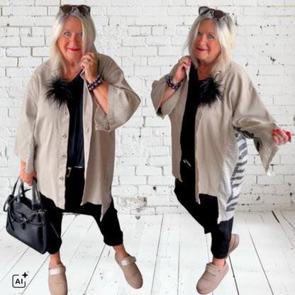 Denim Jacke "HORIZON", taupe