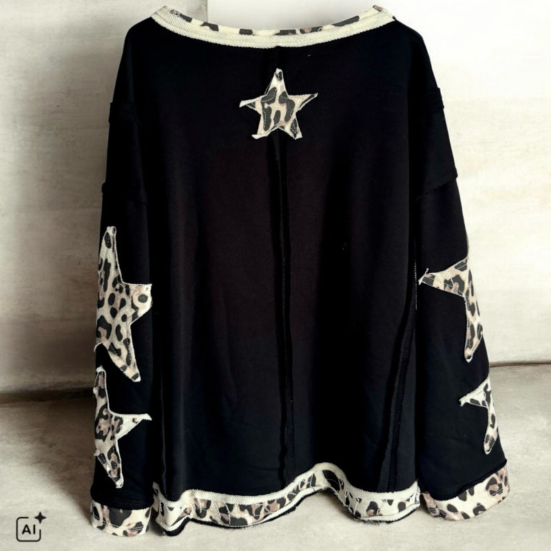Sweater "STAR PATCH LEO", schwarz