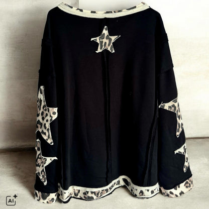 Sweater "STAR PATCH LEO", schwarz