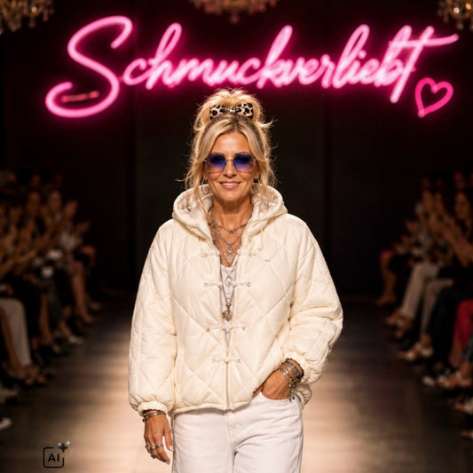 Steppjacke "QUILTED" mit Streifen, vanille