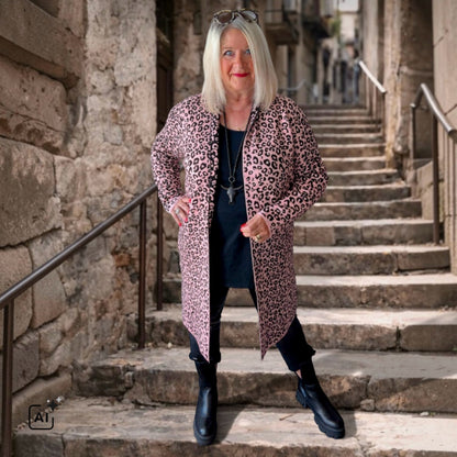 Strickjacke | Cardigan "COZY LEOPARD", rosa