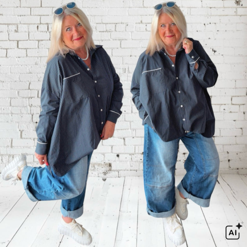 ESVIVID gestreifte Bluse "ANTONIA", marine
