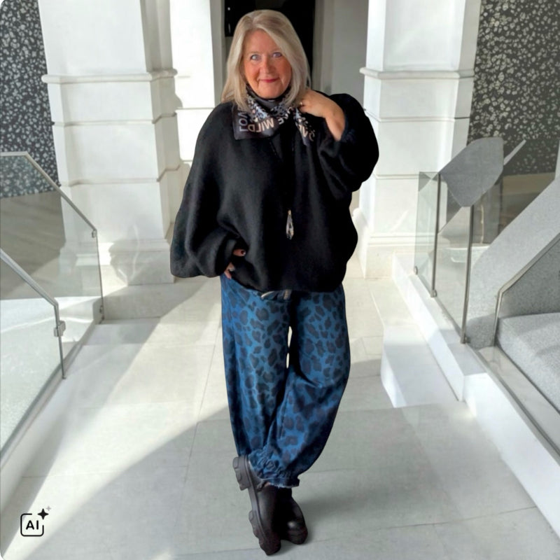 Pumphose "LEO" mit Rüschen, dark denim