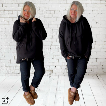 Long Hoodie "ORDINARY", schwarz