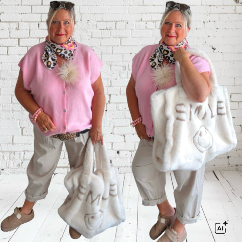 Weste "COZY" mit Alpaka, rosa