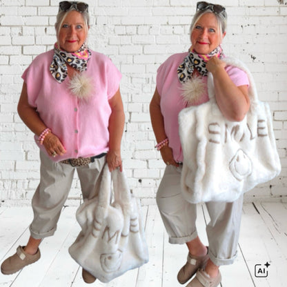 Weste "COZY" mit Alpaka, rosa