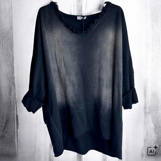 Sweater "STONE WASHED", schwarz
