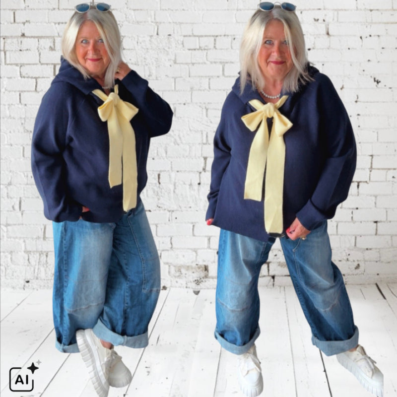 ESVIVID Strick Hoodie "BOW", marine