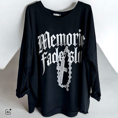 Sweater "MEMORIES" mit Glitzer, schwarz