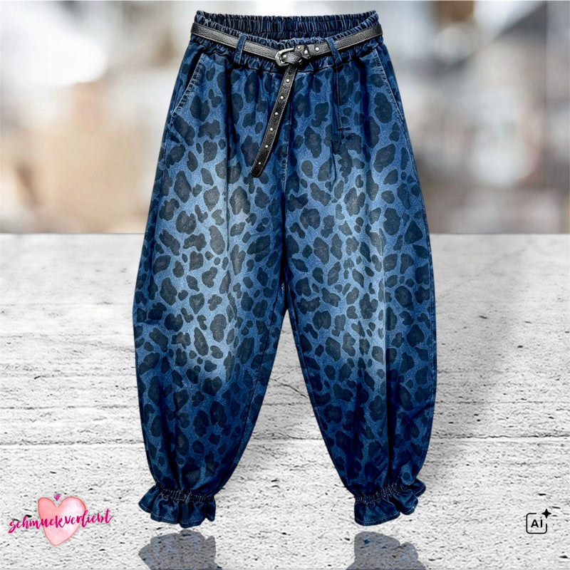 Pumphose "LEO" mit Rüschen, dark denim