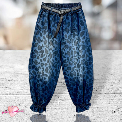 Pumphose "LEO" mit Rüschen, dark denim