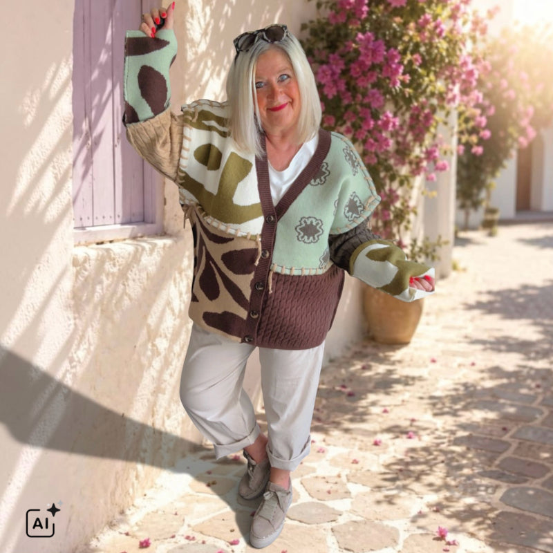 Strickjacke "PATCHWORK", mint