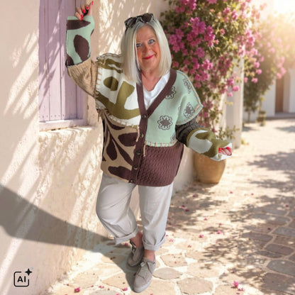 Strickjacke "PATCHWORK", mint