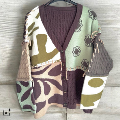 Strickjacke "PATCHWORK", mint