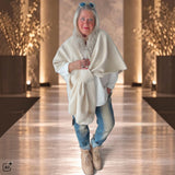 Poncho "FLY OUT" mit Fake Fur, ecru
