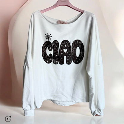 Sweater "CIAO", weiß/schoko