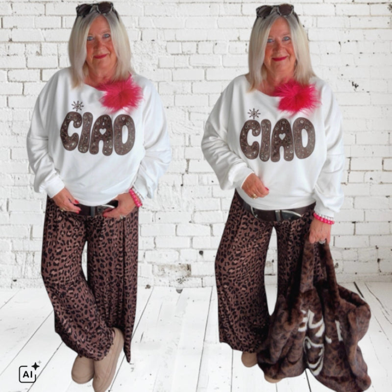 Sweater "CIAO", weiß/schoko