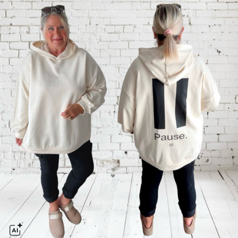 Hoodie "PAUSE", vanille