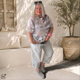 Kurzarm Pullover "BATIK" mit Mohair, beige