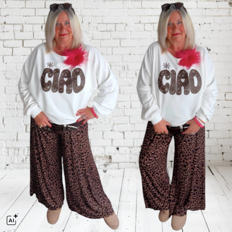 Sweater "CIAO", weiß/schoko
