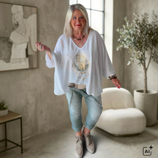 leichter Strickpulli "SOULMATE", weiß