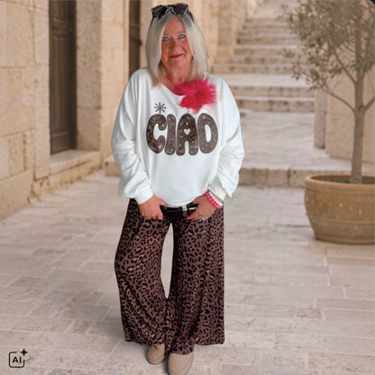 Sweater "CIAO", weiß/schoko