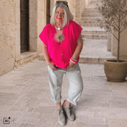 Baumwoll Hose "DYRIANA" mit weitem Bein