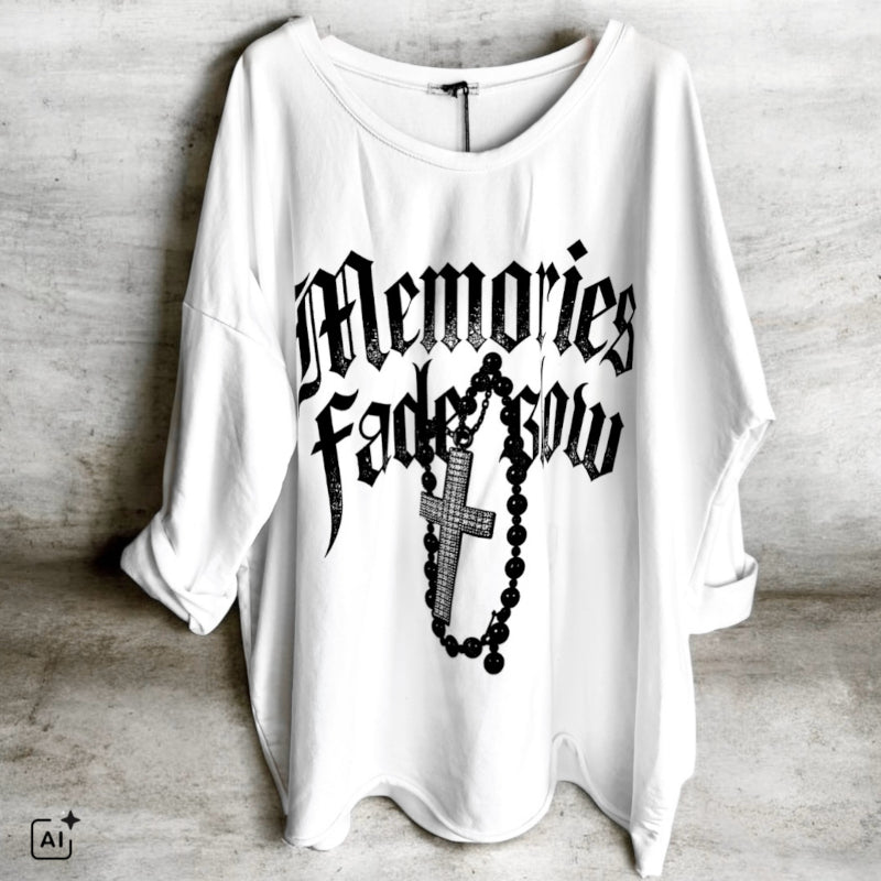 Sweater "MEMORIES" mit Glitzer, weiß