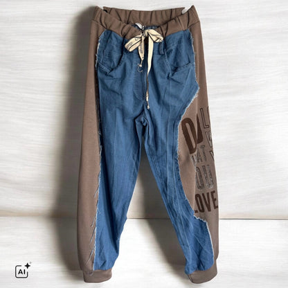 Jeans Sweat Hose "DO WHAT YOU LOVE" mit Strass