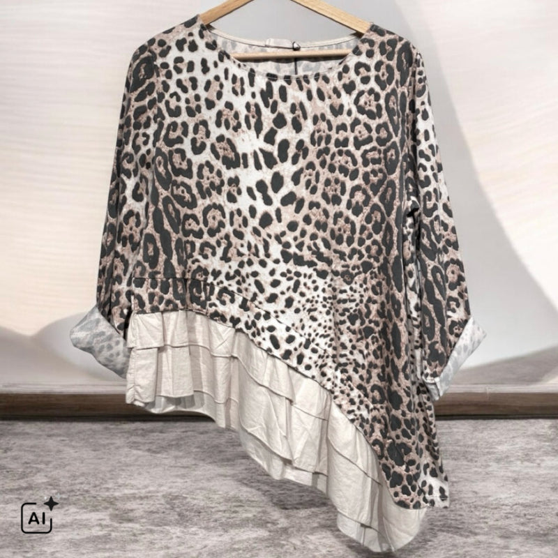 Langarm Shirt "LEO VOLANT" 🐆, beige