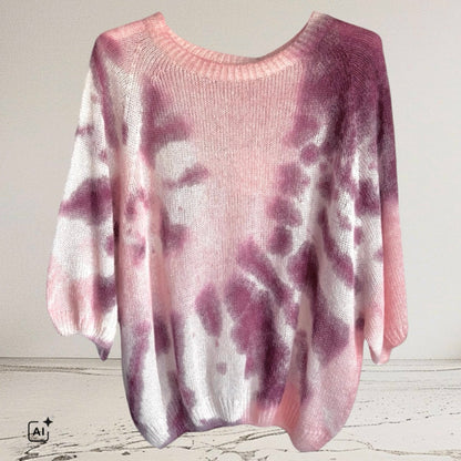 Kurzarm Pullover "BATIK" mit Mohair, rosa