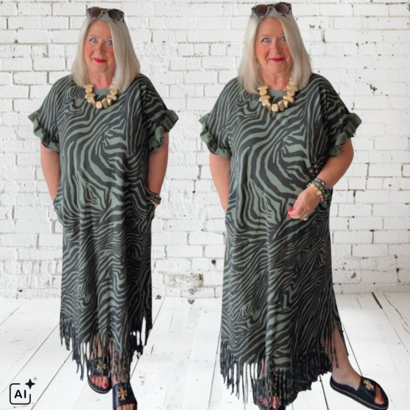 Shirt Kleid "ZEBRA", olive