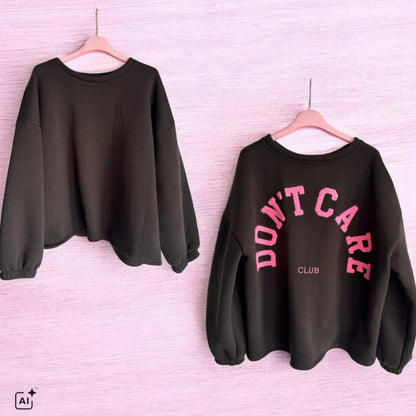 Roundneck Sweater "DON'T CARE CLUB", schoko