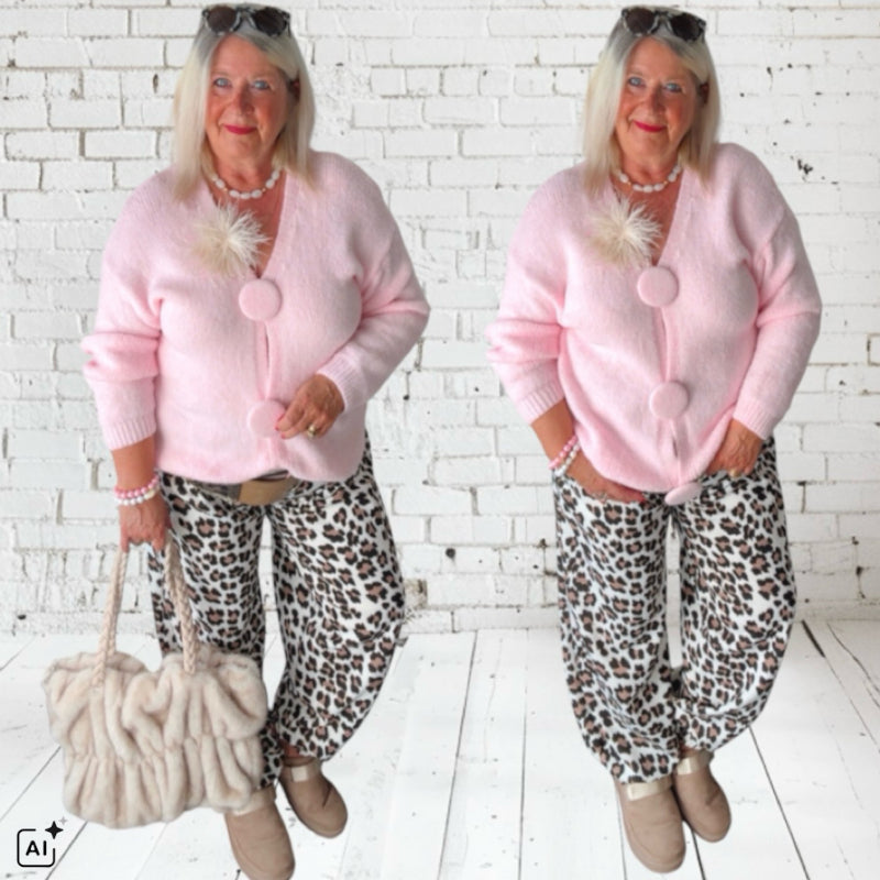 Pullover/Cardigan "CHANGE ME" mit großen Knöpfen, rosa