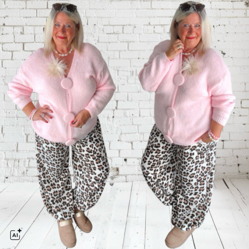 Pullover/Cardigan "CHANGE ME" mit großen Knöpfen, rosa