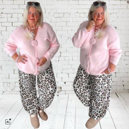 Pullover/Cardigan "CHANGE ME" mit großen Knöpfen, rosa