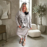 oversized Langarm Shirt "MOUSE", beige (lieferbar ab ca. 09.09.)