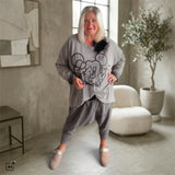 oversized Langarm Shirt "MOUSE", anthrazit (lieferbar ab ca. 09.09.) (Kopie)