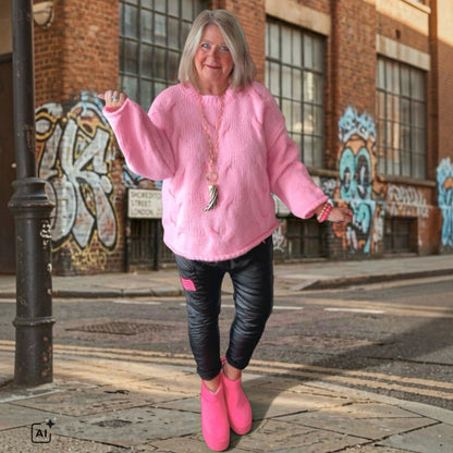 Pullover "CABLE" mit Zopfmuster, rosa