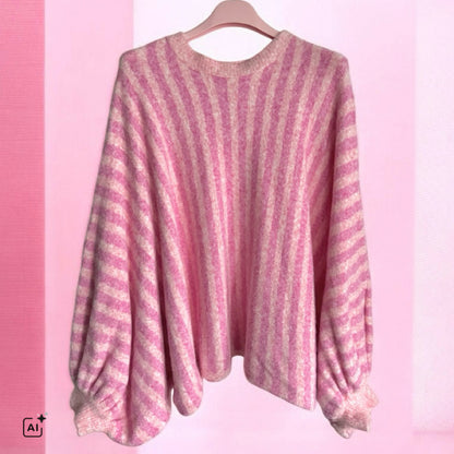 Pullover "STRIPES BATWING", rosa