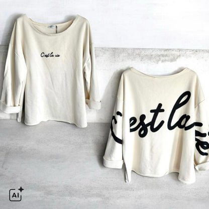 Sweater "C'EST LA VIE", vanille
