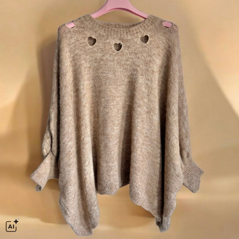 Pullover "HEARTS CUTOUTS", camel