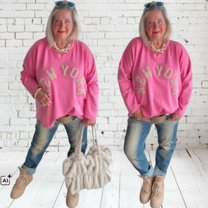Sweater "NEW YORK", pink