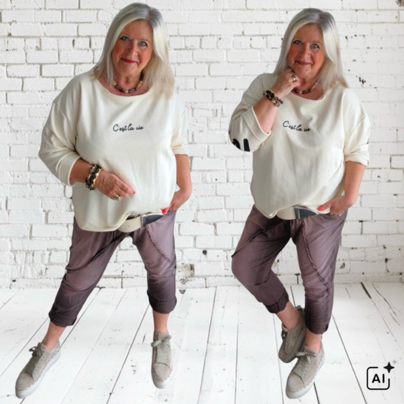 Sweater "C'EST LA VIE", vanille