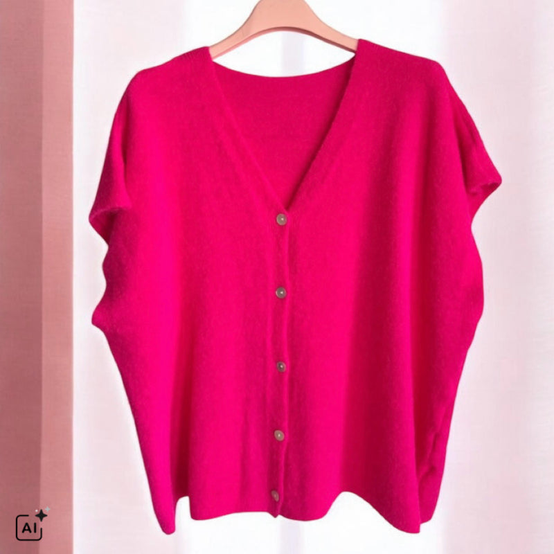 Weste "COSY" mit Alpaka, pink